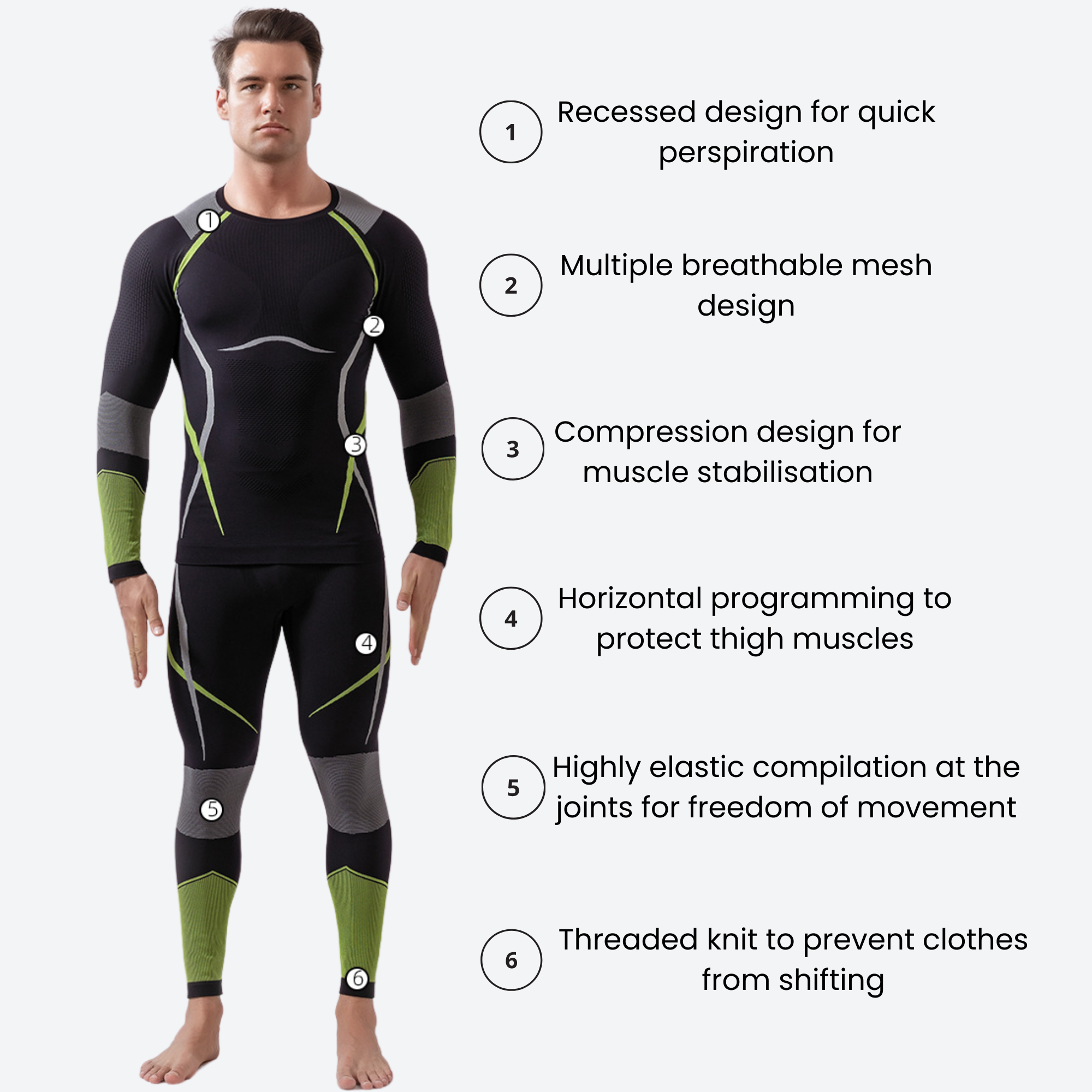 Pulse Compression Base Layer Suit, Quick-Dry, Mousier-Wicking for ...